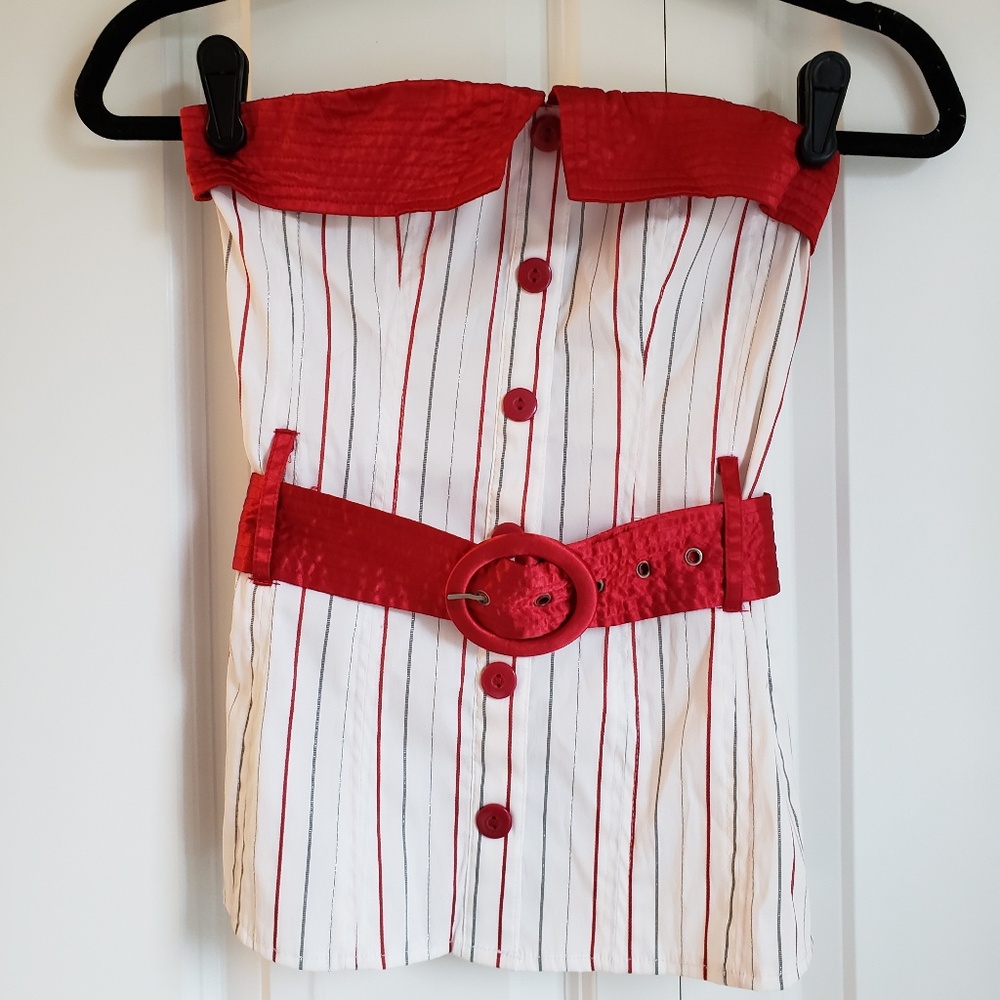 Striped strapless top